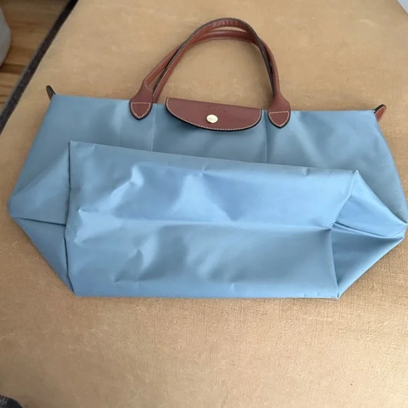 Large Longchamp Original Handbag Steel Shoulder Tote - Picture 2 of 5